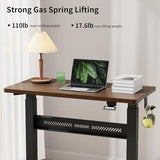 WALKINGDESK Mobile Walking Pad Desk with Wheels, Pneumatic Small Rolling Standing Desk Riser Height Adjustable (28-43.7") for Treadmill, Portable Computer Table for Home Office, Black Walnut WALKINGDESK