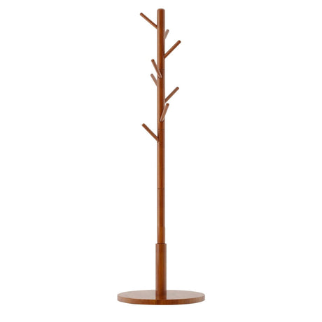 Aibiju Wood Coat Rack Freestanding, Coat Stand with 8 Hooks, Kids Coat Tree with 3 height options and Sturdy Base, Rustic Coat Rack Small Hall Tree Brown YD-1008 Aibiju