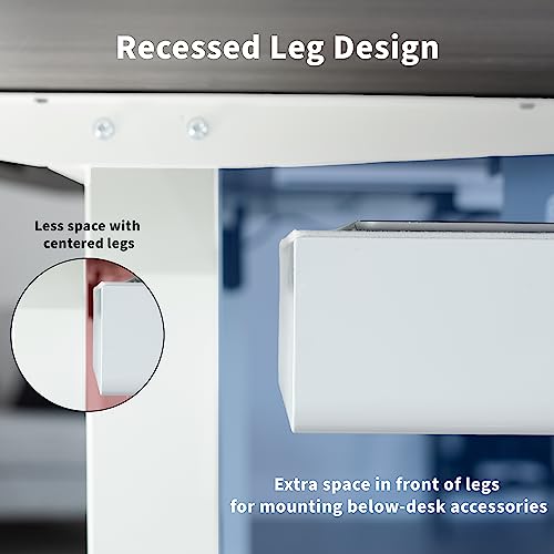 VIVO Electric Standing Desk Frame, Rear-Set Legs, Single Motor Memory Controller Height Adjustment, Frame Only, White, DESK-100E-RW VIVO