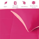 Exclusivo Mezcla Lightweight Reversible Twin Size Comforter Set, Down Alternative Comforter with 1 Pillow Sham, Twin Size Bedding Set for All Seasons, Hot Pink/Bright Pink Exclusivo Mezcla