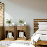 FOTOSOK Nightstand Set of 2, 2-Tier Side Table with Drawer and Storage Shelf, Bedside Table End Table, Modern Night Stand for Bedroom, Home Office,Wooden Grain FOTOSOK