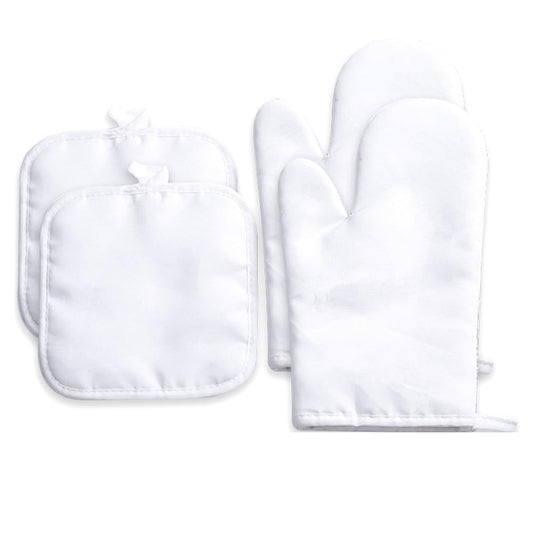 PRIZOM Sublimation Blank Oven Mitts Set Gloves and Sublimation Blank Pot Pad for DIY Kitchen Accessories 4Pcs