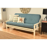 HomeStock Full Size Futon Frame with Mattress - Convertible Sofa Bed - Antique White Linen Aqua/Without Storage Drawers HomeStock
