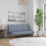 HomePop Upholstered Bergen Convertible Futon Sofa Bed, Modern Sofa Couches for Living Room, Small Spaces, Dorm, Apartment, Blue Woven HomePop