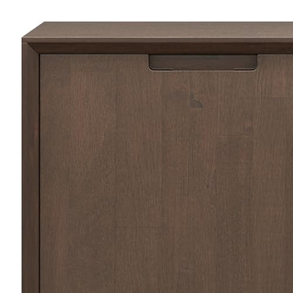 SIMPLIHOME Banting SOLID HARDWOOD Wide Modern Industrial Low Storage Cabinet for The Living, Entryway and Family Room, 32 inch, Walnut Brown - WoodArtSupply