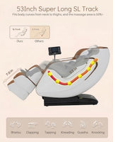 Msutree 3D Massage Chair Full Body, Zero Gravity SL-Track Shiatsu Massage Recliner Chair with Heat, AI Voice Control, Foot Rollers, Airbags, Auto Modes, Smart Screen Controller, White Msutree