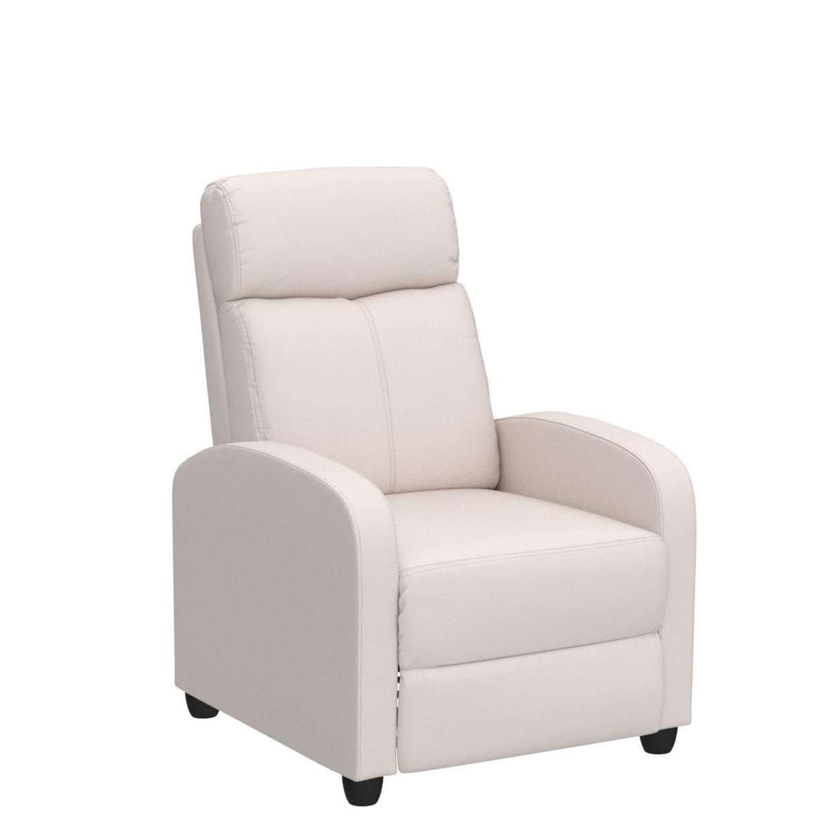 Yaheetech PU Leather Reclining Chair Single Sofa for Living Room Padded Seat with Pocket Spring for Small Space Living Room Bedroom Home Theater Beige Yaheetech