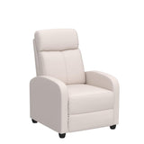 Yaheetech PU Leather Reclining Chair Single Sofa for Living Room Padded Seat with Pocket Spring for Small Space Living Room Bedroom Home Theater Beige Yaheetech