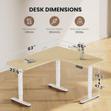 Flycity Electric L Shaped Standing Desk Adjustable Height, 63" x 55" Corner Stand Up Table, Home Office Desk, Dual Motor Sit Stand Desk, Computer Desk with 3 Memory Preset & Lock, Maple Flycity