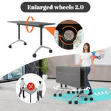 Ptosziav Folding Conference Table,Modular Foldable Conference Room Tables with Wheels for 4-12,Large Small Meeting Table Mobile Training Office Table for Classroom School (4, Grey, 55") Ptosziav