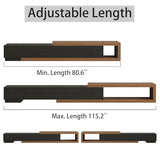 Bvldfamly 80’’-115’’ Extendable TV Stand for 120 Inch TV, Walnut Wood Modern Entertainment Center, Rectangle TV Console Table, Extendable, Black Bvldfamly