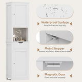 Shintenchi Tall Bathroom Storage Cabinet, Slim Corner Floor Cabinet with Doors and Drawer, Freestanding Narrow Bathroom Organizer with Adjustable Shelves for Small Space, White Shintenchi