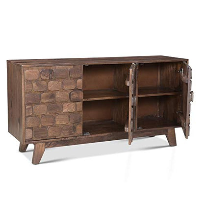 XPRESS WORLD Steve Silver Darby Century Modern Solid Wood Sideboard Buffet Cabinet, Storage Server, Walnut Finish - WoodArtSupply