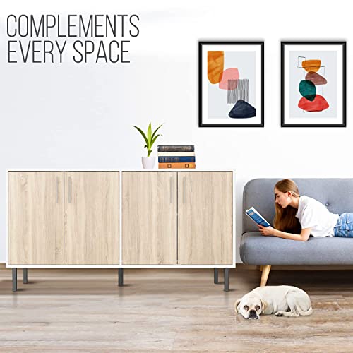 EconoHome Wood Buffet Cabinet with storage, Sideboard Cabinet with 4 Doors, Credenza for Living Room, can be used in The Office, Kitchen, Dining Room, Bedroom, as a TV Stand or Cupboard Console Table EconoHome