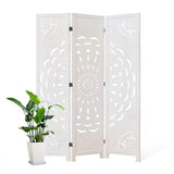 66.9Inch Wooden Room Partition - 3 Panels Boho-Styled Space Room Divider for Home/Office, Headboard & Yoga/Photo/Video Call Backdrop (White) Svimi