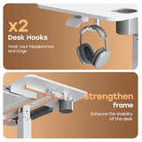 JYLH JOYSEEKER Mobile Standing Desk with Drawer, 32" Rolling Desk with Cup Holder and Hooks, Portable Laptop Cart on Wheels, Height Adjustable Workstation with Storage for Home Office, White JYLH JOYSEEKER