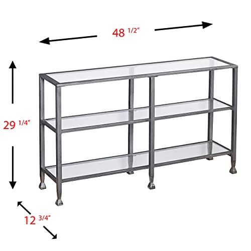 SEI Furniture Jaymes 3 Tier Glass Console Media Table, Silver Frame Finish, distressed silver (AMZ1770MC) SEI Furniture