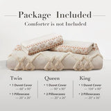 Oli Anderson Boho Duvet Cover Set Queen Size, Beige and Terracotta Color Clash 3 Pieces Microfiber Bedding Set, Durable and Super Soft Duvet Covers with Zipper and Ties, 90"*90" Oli Anderson