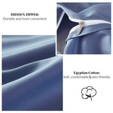 DCSKY Full Duvet Cover Set, 100% Egyptian Cotton, 1600 Thread Count, Ultra Soft & Breathable Luxury Bedding with Zipper Closure & Corner Ties, 3PCS(Navy Blue, 80''x90'') DCSKY