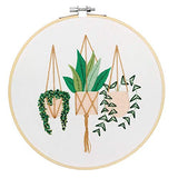 Kissbuty Embroidery Starter Kit with 3 Pcs Fabric & Patterns, Bamboo Hoop, Color Threads Tools (Plants Flowers)
