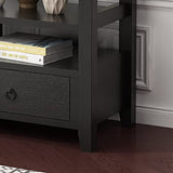 Karl home Console Table with 3 Bottom Drawers, 57.9" W Sofa Side Table Entryway Desk with 3 Storage Cubbies 1 Open Shelf, Vintage TV Stand for Hallway Living Room Office, Black 29.9" H Karl home
