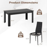 Giantex 5-Pieces Dining Table Set for 4, 63" Large Kitchen Table and 4 Fabric Dining Chairs with Padded Seat, High Backrest, Anti-Slip Foot Pad, Space-Saving Dinette Set for Restaurant Giantex