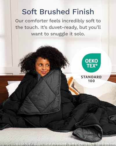 ViscoSoft Microfiber All Seasons Down Alternative Quilted Comforter - Cooling Breathable Premium Soft Reversible Microfiber Duvet Blanket, Black/Gray, Twin/Twin XL ViscoSoft