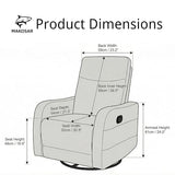 MAKOSAR 360° Swivel Glider Rocker Recliner Chair, Manual Reclining Sofa Chair with Side Pull Handle,Fabric Upholstered Lounge Chair for Living Room, Bedroom,Nursery,Office (Beige-Swivel)