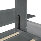 Merax Murphy Bed Cabinet Queen Size with Sofa, Queen Murphy Bed with Couch, Adult Wall Murphy Queen Size Bed Frame with Storage Shelves and LED Lights, Grey Merax