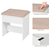 ANWBROAD Makeup Vanity Desk Vanity Set with 10 LED Bulbs Lighted Mirror Makeup Vanity Table Set with Charging Station Nightstand 3 Colors Modes Dimming Cushioned Stool Large Mirror White UBDT53W ANWBROAD