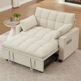 Portaforta Sleeper Sofa with Pull Out Couch Bed, 48" Convertible Pull-Out Sofa Bed Chair, 3-in-1 Futon Couch with Reclining Backrest and Side Pockets for Living Room Bedroom Apartment, Beige Portaforta