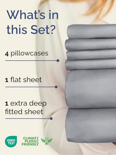 Extra Deep King Sheet Set - 6 Piece Breathable and Cooling Sheets - Hotel Luxury Bedding for Women, Men, Kids & Teens - Easy & Secure Fit - Soft, Wrinkle Free & Comfy - Extra Deep Pockets - Steel Blue CGK Unlimited