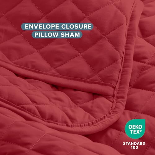 Bare Home Coverlet Set - Full/Queen - Lightweight Bed Decor - Comforter Alternative - All-Season Quilted Bedspread (Full/Queen, Red) Bare Home