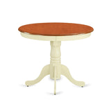East West Furniture ANCL3-BMK-W 3 Piece Dining Table Set for Small Spaces Contains a Round Kitchen Table with Pedestal and 2 Dining Chairs, 36x36 Inch, Buttermilk & Cherry East West Furniture