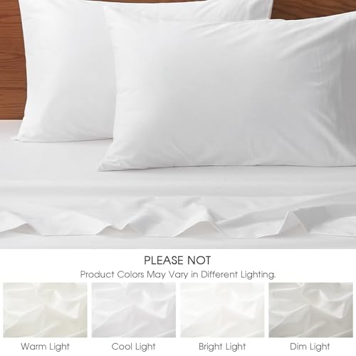 HYPREST Extra Deep Pocket King Sheet Sets Fits 18"-24" in Deep Mattress -100% Cotton King Sheet Set,White Hotel Luxury Soft Wrinkle Free Cooling Sheet Sets for King Bed Deep Pocket HYPREST
