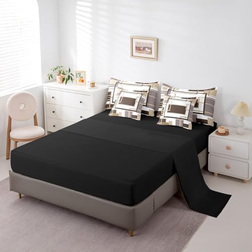 Erosebridal 7Pcs Khaki Square Geometric Comforter Set Twin,Minimalist Striped Abstract Bed in A Bag for Women Men Adults,Modern Aesthetic Art Quilt Set with Pillowcases,Geometric Stripes Bedding Erosebridal