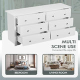 YESHOMY Dresser with 6 Drawer, Wood Wide Chest Storage Organizer and TV Stand for Living Room, Hallway, Dormitory, White YESHOMY