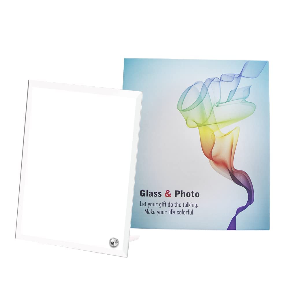 MR.R 2 piece 8'' Sublimation Blanks Glossy Glass Photo Frame,No Edge Picture Frame for Heat Transfer Printing,7x9 inch MR.R
