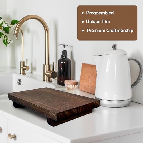 Lyfe Simple Wood Riser for Decor - Rustic Pedestal Stand - Handmade Small Wood Tray - Soap Tray for Kitchen Sink, Dish Soap Tray, Wood Tray for Bathroom, Wooden Stand for Display (Brown, 12 x 7 Inch)