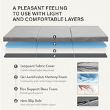 Tri-Fold Memory Foam Mattress, 4 inch Twin Folding Mattress with Collapsible and Washable Cover, Travel and Guest Mat, 75"×38"×4", Grey MLILY