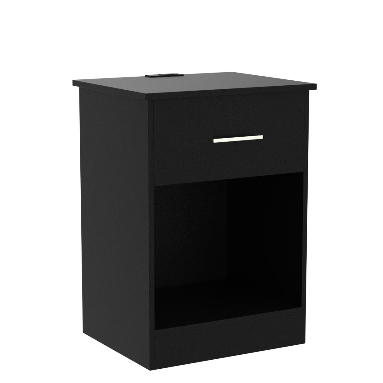 Reettic Set of 2 Nightstand with Charging Station and USB Ports & Power Outlets, Wooden End Table with Drawer and Opening Shelf, Side Table for Bedroom, Black RCTG101BE02 - WoodArtSupply