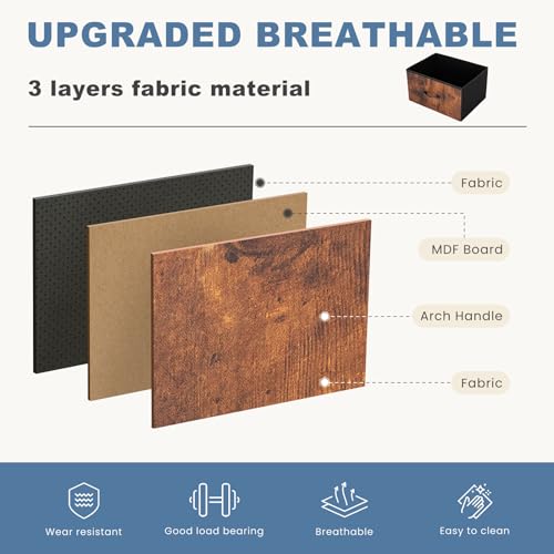 DUMOS Nightstand Small Dresser with 2 Fabric Drawers Side Bedroom End Table Kids Bedside Storage Furniture for 20 inch Tall Night Stand for Closet, Entryway, College Dorm, Rustic Brown DUMOS