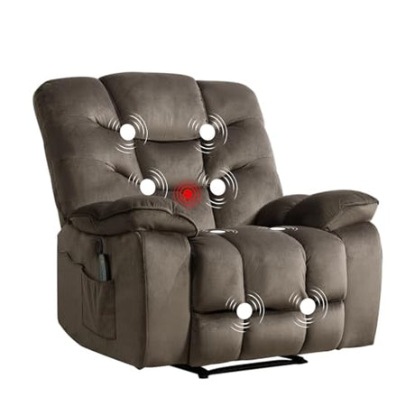 HAOMARKETS Oversized Electric Recliner Chair with Massage and Heat, 41" Wide Power Reclining Chairs with USB Port, Breathable Fabric Overstuffed Reclining Sofa for Living Room Bedroom (No Lift) HAOMARKETS