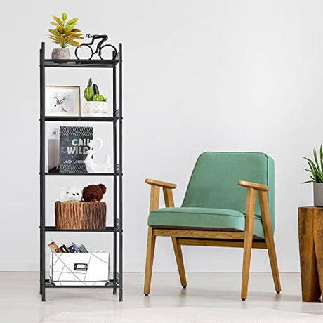 KANEODOT 5-Tier Storage Shelf Wire Bathroom Organizers, Heavy Duty Shelving Unit for Pantry Kitchen Bathroom Laundry Room Garage, Organization Home Corner Rack, Black KANEODOT