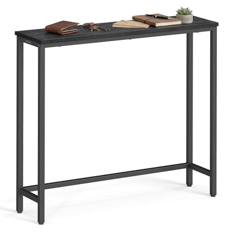 VASAGLE Console Table, Entryway Table, One Piece Top, Easy Assembly, for Hallway, Bedroom, Living Room, 1 Tier, 7.9 x 31.5 x 32 Inches, Charcoal Gray and Ink Black ULNT035BA01S VASAGLE