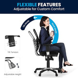 Flash Furniture Nicholas Mid-Back Swivel Desk Chair with Wheels, Mesh Back, Padded Seat, and Armrests, Adjustable Height Mesh Ergonomic Office Chair, Black Flash Furniture