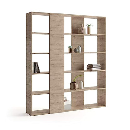 Rachele Modern Oak Bookcase - Versatile Double-Sided Storage Solution for Home and Office - WoodArtSupply