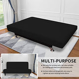 Easy-Going Stretch Futon Slipcover Armless Futon Bed Cover Furniture Protector Without Armrests with Elastic Bottom for Kids, Soft Jacquard Fabric Small Checks (Large, Black) Easy-Going