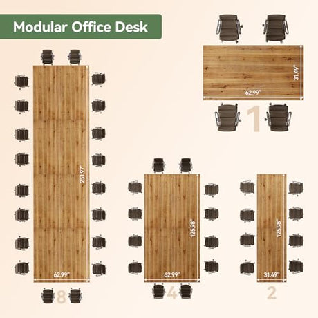TRIBEWOOD 5.25 FT Solid Wood Conference Table for 4-6 People, Rectangle Meeting Seminar Table with Large Tabletop, Reinforced X-Shaped Legs and Crossbeams for Office Conference Room, Natural Wood TRIBEWOOD