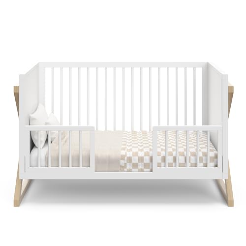 Storkcraft Equinox 3-in-1 Convertible Crib (Driftwood) - Easily Converts to Toddler Bed & Daybed, 3-Position Adjustable Mattress Support Base, Modern Two-Tone Design for Contemporary Nursery STORKCRAFT